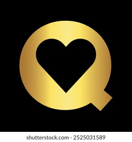 Initial Love Logo combine with letter Q vector template