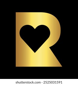 Initial Love Logo combine with letter R vector template