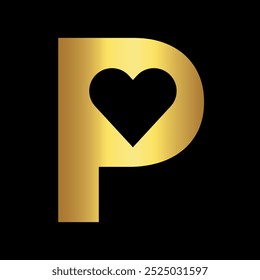 Initial Love Logo combine with letter P vector template