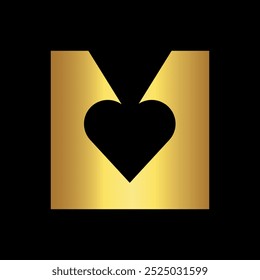 Initial Love Logo combine with letter M vector template