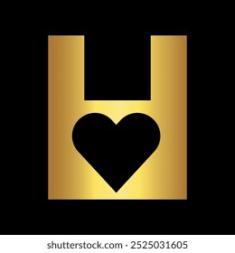 Initial Love Logo combine with letter H vector template