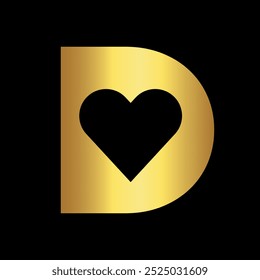 Initial Love Logo combine with letter D vector template