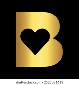 Initial Love Logo combine with letter B vector template