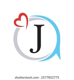 Initial Love Logo combine with letter J vector template