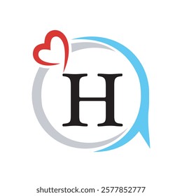 Initial Love Logo combine with letter H vector template