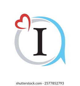 Initial Love Logo combine with letter I vector template