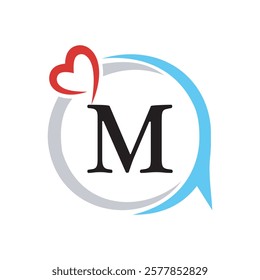 Initial Love Logo combine with letter M vector template