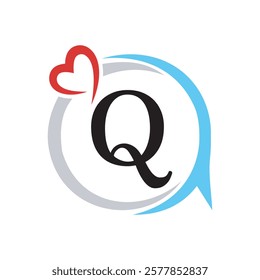 Initial Love Logo combine with letter Q vector template