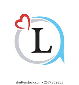 Initial Love Logo combine with letter L vector template