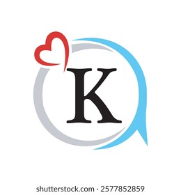 Initial Love Logo combine with letter K vector template