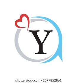 Initial Love Logo combine with letter Y vector template