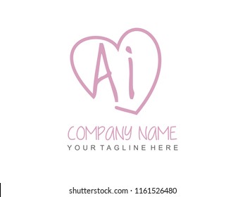 Initial A I with love logo template vector