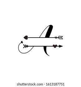 Initial a love monogram split letter vector isolated