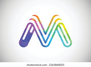 Initial low poly M alphabet. Graphic Alphabet Symbol for Corporate Business Identity