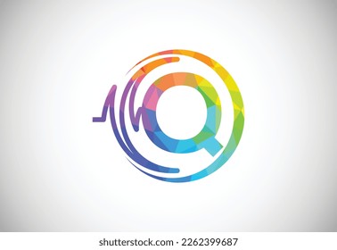 Initial low poly Q alphabet with health pulse. Heartbeat logo design. Logo for medical or health business