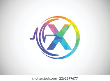Alfabeto poli X inicial bajo con pulso de salud. Diseño del logotipo Heartbeat. Logo para negocios médicos o de salud