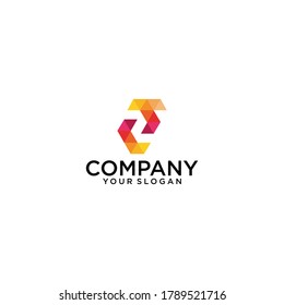 Initial lowercase ct, rounded curve logo, gradient of bright glossy colors on a white background