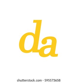 initial lowercase d and a yellow logo