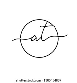 Initial at lowercase inside circle monogram handwriting . Modern logo design template isolated on white background