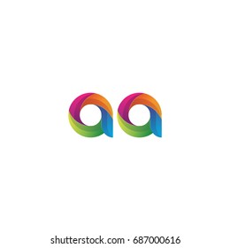 Initial lowercase letter aa, curve rounded logo, gradient vibrant colorful glossy multicolor
