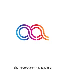 Initial lowercase letter aa, linked outline rounded logo, colorful vibrant colors