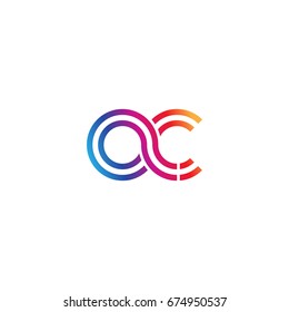 Initial lowercase letter ac, linked outline rounded logo, colorful vibrant colors