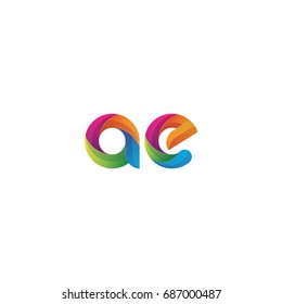 Initial lowercase letter ae, curve rounded logo, gradient vibrant colorful glossy multicolor