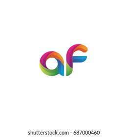 Initial lowercase letter af, curve rounded logo, gradient vibrant colorful glossy multicolor