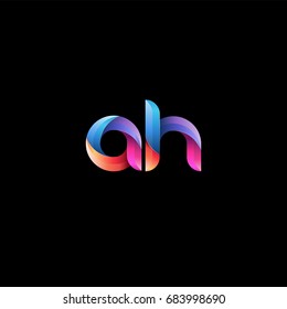 Initial lowercase letter ah, curve rounded logo, gradient vibrant colorful glossy colors on black background
