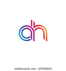 Initial lowercase letter ah, linked outline rounded logo, colorful vibrant colors