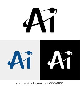 Initial lowercase letter Ai, Artificial intelligence AI and circuit board. Icon for design. Easily editable