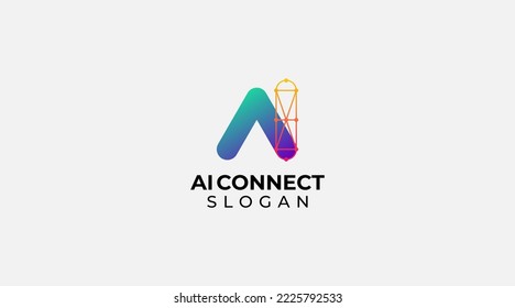 Initial lowercase letter ai connect logo design vector