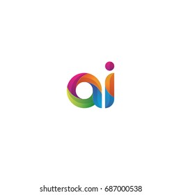 Initial lowercase letter ai, curve rounded logo, gradient vibrant colorful glossy multicolor