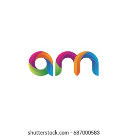 Initial lowercase letter am, curve rounded logo, gradient vibrant colorful glossy multicolor