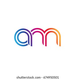 Initial lowercase letter am, linked outline rounded logo, colorful vibrant colors