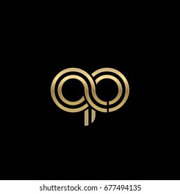 Initial lowercase letter ap, linked outline rounded logo, elegant golden color on black background