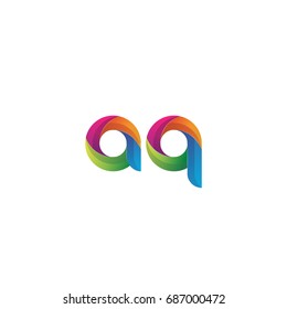 Initial lowercase letter aq, curve rounded logo, gradient vibrant colorful glossy multicolor