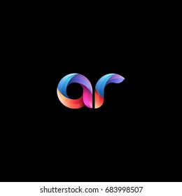 Anfangsbuchstabe ar, Kurve abgerundet Logo, Farbverlauf lebendige bunte glänzende Farben auf schwarzem Hintergrund