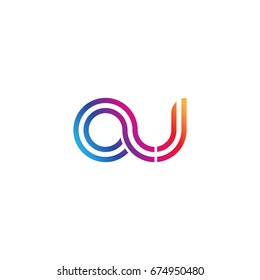 Initial lowercase letter au, linked outline rounded logo, colorful vibrant colors