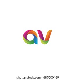 Initial lowercase letter av, curve rounded logo, gradient vibrant colorful glossy multicolor