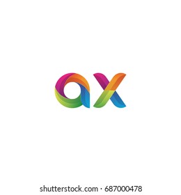 Initial lowercase letter ax, curve rounded logo, gradient vibrant colorful glossy multicolor