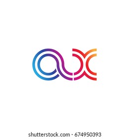 Initial lowercase letter ax, linked outline rounded logo, colorful vibrant colors