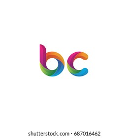 Initial lowercase letter bc, curve rounded logo, gradient vibrant colorful glossy multicolor