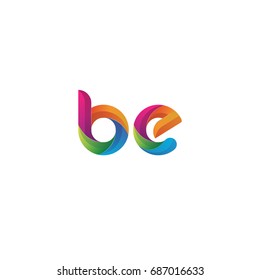 Initial lowercase letter be, curve rounded logo, gradient vibrant colorful glossy multicolor