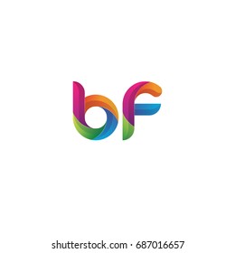 Initial lowercase letter bf, curve rounded logo, gradient vibrant colorful glossy multicolor