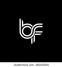 Initial lowercase letter bf, linked outline rounded logo, white color on black background