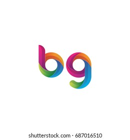 Initial lowercase letter bg, curve rounded logo, gradient vibrant colorful glossy multicolor