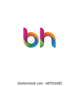 Initial lowercase letter bh, curve rounded logo, gradient vibrant colorful glossy multicolor