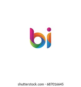 Initial lowercase letter bi, curve rounded logo, gradient vibrant colorful glossy multicolor