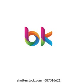 Initial lowercase letter bk, curve rounded logo, gradient vibrant colorful glossy multicolor